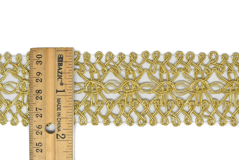 Metallic Gold Crochet Trim 1.40" - 1 Yard