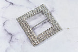 Square Rhinestone Ribbon Slider | Metal Rhinestone Buckle | Clear Rhinestone Ribbon Buckle | Basic Rhinestone Buckle | Fancy Buckle 1 PC