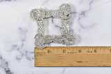 Square Rhinestone Ribbon Slider | Metal Rhinestone Buckle | Clear Rhinestone Ribbon Buckle | Basic Rhinestone Buckle | Fancy Buckle 1 PC