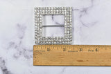 Square Rhinestone Ribbon Slider | Metal Rhinestone Buckle | Clear Rhinestone Ribbon Buckle | Basic Rhinestone Buckle | Fancy Buckle 1 PC