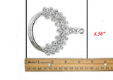 Shiny Silver Rhinestone Ribbon Slider 3.75" x 4.50" - 1 Piece