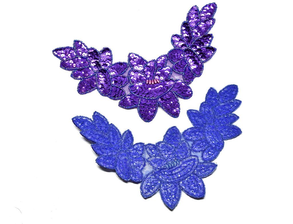 Sequins and Bugle Beaded Iron-On Applique 8" x 5" | Bugle Patch Applique - Target Trim