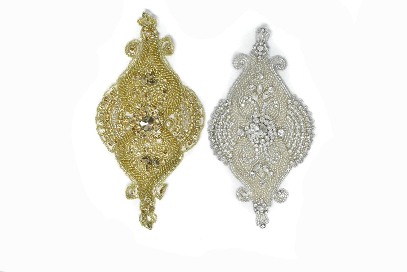 Unique Gold & Silver Appliques 8.50" x 4.50" | Patch Applique - Target Trim