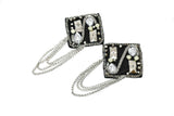 Square Shape Epaulet with Rhinestone, Beads and Dangling Chain -Target trim