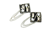 Square Shape Epaulet with Rhinestone, Beads and Dangling Chain -Target trim