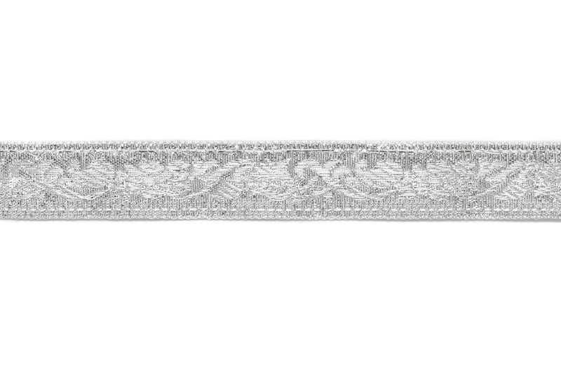 Metallic Silver Jacquard Ribbon 0.90" - 1 Yard