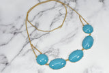 Unique Gold and Turquoise Chunky Necklace - 1 Piece