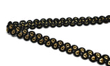 Black and Metallic Gold Gimp Trim 1/2" - 1 Yard