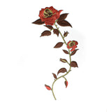 Long Stem Rose Iron-On Applique 11" x 4.50" | Rose Flower Patch Applique - Target Trim