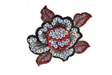 Iron on Sequins Rose Applique 5" x 4.25" | Flower Rose Patch Applique Target Trim