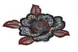 Iron on Sequins Rose Applique 5" x 4.25" | Flower Rose Patch Applique Target Trim