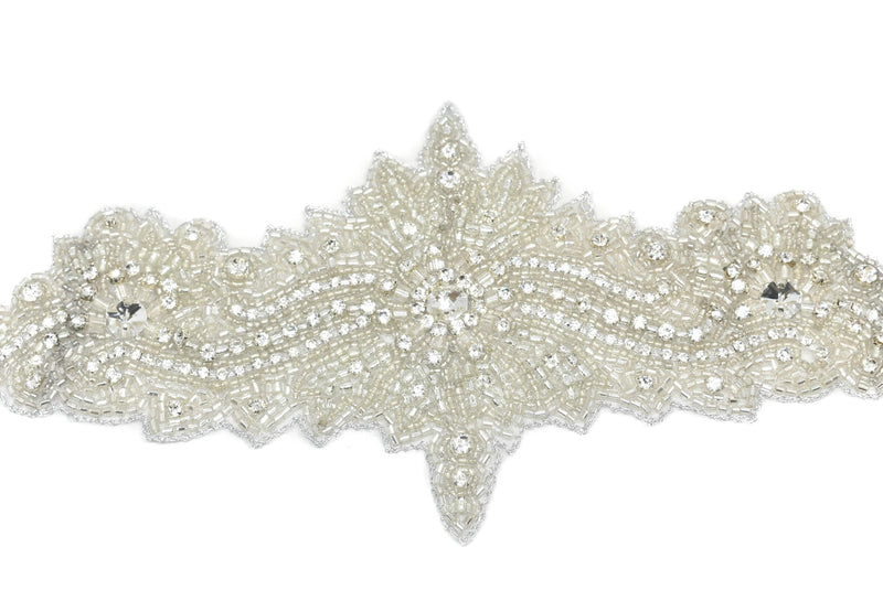 Long Elegant Floral Applique 18.25" x 4.75" | Floral Patch Applique - Target Trim