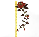 Long Stem Rose Iron-On Applique 11" x 4.50" | Rose Flower Patch Applique - Target Trim