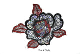 Iron on Sequins Rose Applique 5" x 4.25" | Flower Rose Patch Applique Target Trim