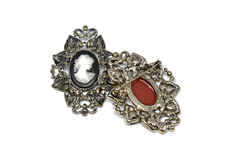 Vintage Rhinestone Brooch with Pin Target Trim