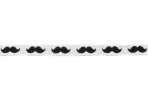 Mustache Print Fold-Over Elastic 0.63" - 1 Yard