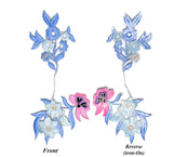 Blue/Pink Spring Flower Applique 9" x 4.50"- Flower Applique- Target Trim