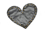 Black Leather Heart with Gold Studs Applique | Heart Patch Applique - Target Trim