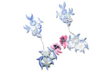Blue/Pink Spring Flower Applique 9" x 4.50"- Flower Applique- Target Trim