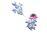 Blue/Pink Spring Flower Applique 9" x 4.50"- Flower Applique- Target Trim