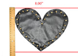 Black Leather Heart with Gold Studs Applique | Heart Patch Applique - Target Trim