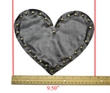 Black Leather Heart with Gold Studs Applique | Heart Patch Applique - Target Trim