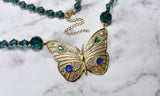 Gold and Teal Butterfly Necklace