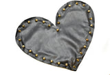 Black Leather Heart with Gold Studs Applique | Heart Patch Applique - Target Trim