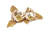 Sequins and Beaded Champagne Flower Applique 5" x 3.50" | Flower Patch Applique - Target Trim