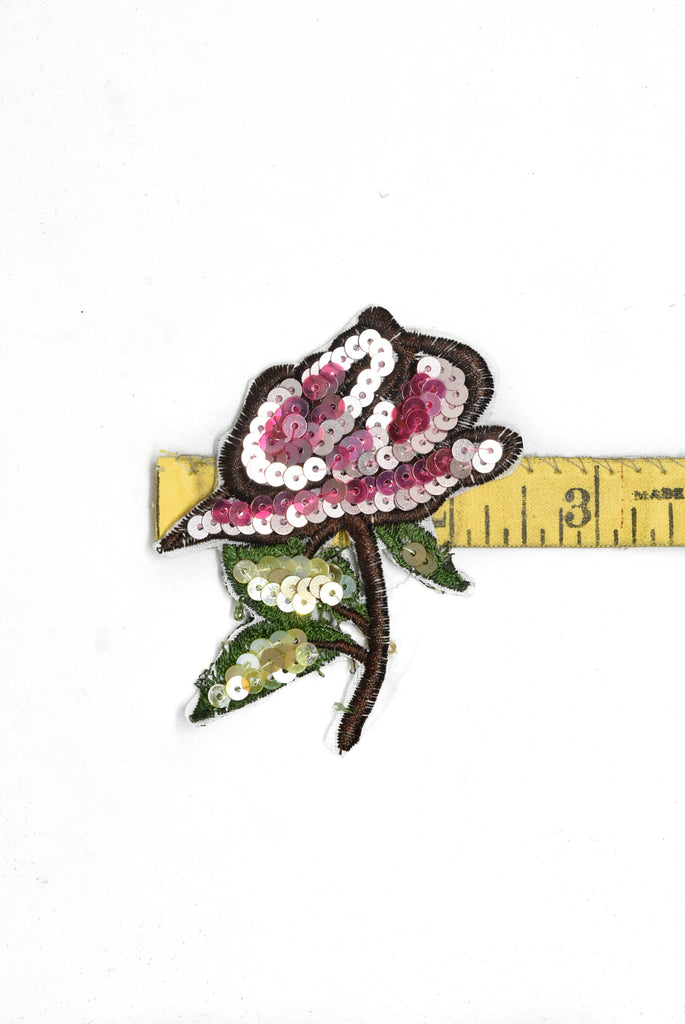 Embroidered and Sequins Flower Patch 2.50" x 3.10" | Embroidered Flower Patch Applique - Target Trim