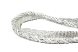 White and Light Gray Cording on Tape 7mm - 1 Yard