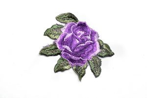 Rose Embroidered Applique 4" x 3.50" | Rose Patch Applique - Target Trim