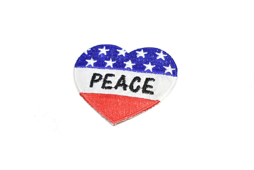 Heart-Shaped Patriotic Peace Iron-On Patch 2" x 2.25"  | Heart Patch Applique - Target Trim