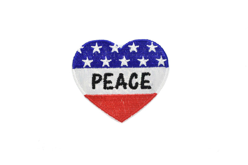 Heart-Shaped Patriotic Peace Iron-On Patch 2" x 2.25" | Heart Patch Applique - Target Trim