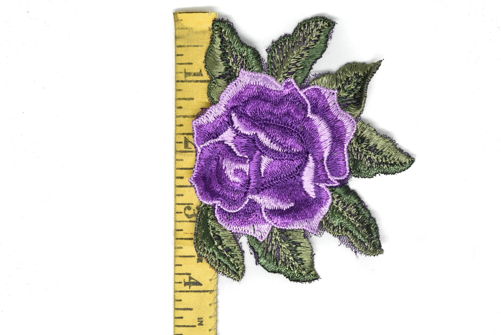 Rose Embroidered Applique 4" x 3.50" | Rose Patch Applique - Target Trim