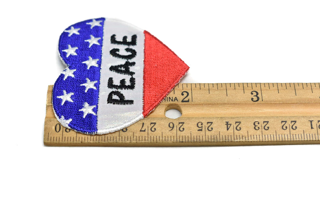 Heart-Shaped Patriotic Peace Iron-On Patch 2" x 2.25" | Heart Patch Applique - Target Trim