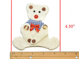 White Bear with Bowtie Patch Applique 4.25'' x 4.50'' - 1 Piece