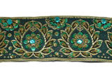 Indian Embroidered Jacquard Trim with Sequins