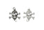 Rhinestone Pirate Skull Connector Charm 2.75