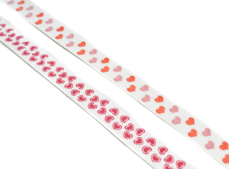 Heart Print Fold-Over Elastic 0.63" - 1 Yard