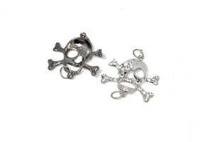 Rhinestone Pirate Skull Connector Charm 2.75" - 1 Piece