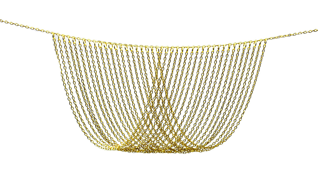 Gold Necklace with Dangling Chains
