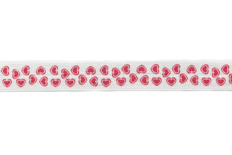 Heart Print Fold-Over Elastic 0.63" - 1 Yard