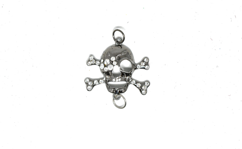 Rhinestone Pirate Skull Connector Charm 2.75" - 1 Piece