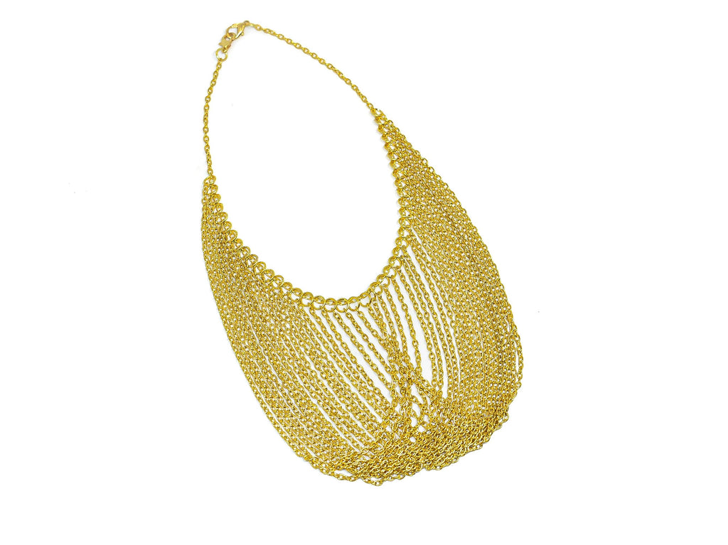 Gold Necklace with Dangling Chains