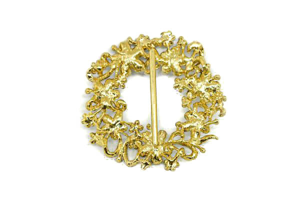 Gold Floral Wreath Ribbon Slider 3" x 3"- 1 Piece