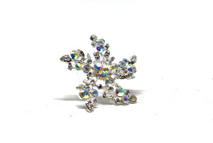 Aurora Borealis Rhinestone Flower Brooch w/ Pin 2" | Rhinestone Flower Brooch | Flower Brooch | Brooch