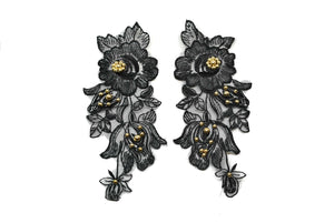 Black Floral Organza Applique | Flower Applique - Target Trim