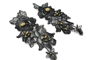 Black Floral Organza Applique | Flower Applique - Target Trim