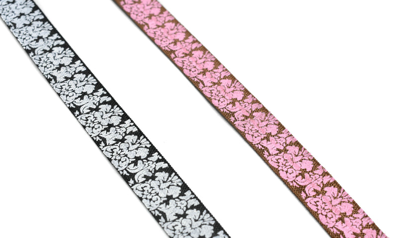 Damask Print Fold-Over Elastic 0.63" - 1 Yard